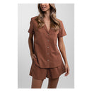 Rhythm Women's Linen Cuffed Button Up Shirt