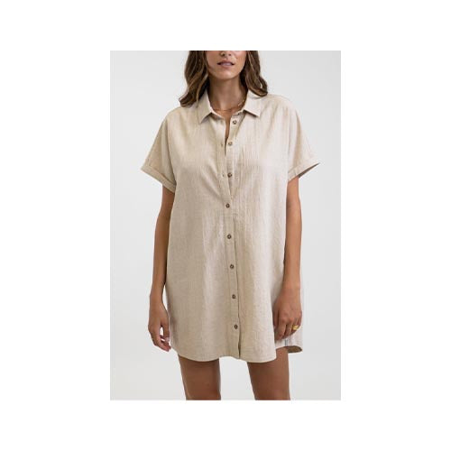 rhythm linen shirt dress RHYTHM CLASSIC LINEN SHIRT DRESS