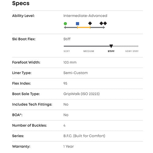 2024 K2 BFC 95 Ski Boot