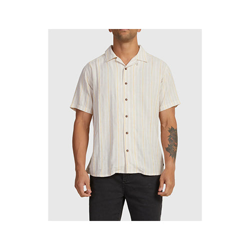 RVCA Men's Beat Stripe Short Sleeve Button Up