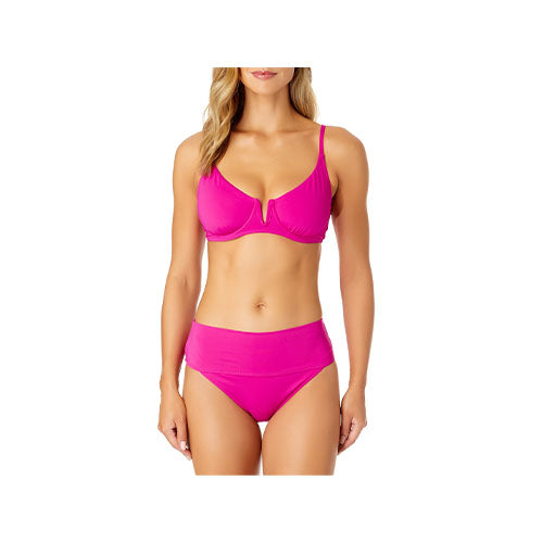 Anne Cole V Wire Elongated Underwire Top / Soft Hand High Waisted Bottoms