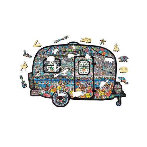Outside Inside Retro Trailer Wood Puzzle