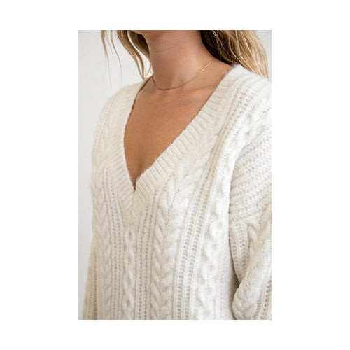 Rhythm Cable Knit V-Neck Sweater