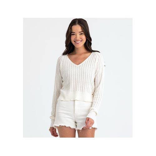 Orb Ava - Pointelle V-Neck Sweater