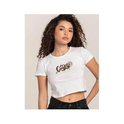 Obey Women's Rose And Thorn Cropped Tee