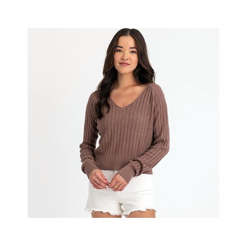 Orb Ava - Pointelle V-Neck Sweater