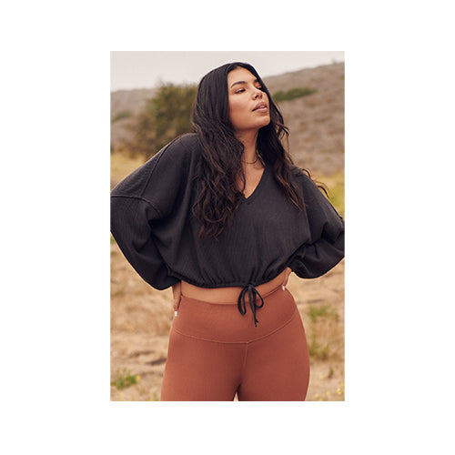 Spiritual Gangster Ballet Rib Drawstring V-Neck